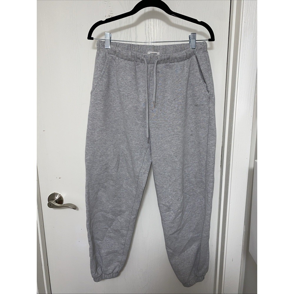 Garage Women's Gray Drawstring Elastic Sweatpants Jogger Pockets Cuff